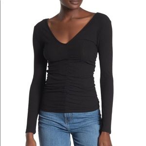 Double V Long Sleeved Ruched Shirt